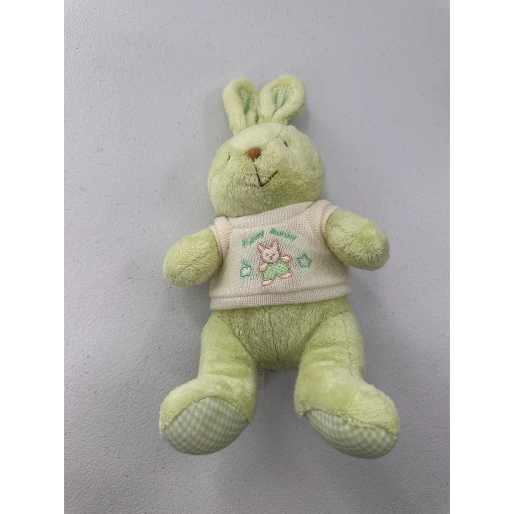 Little Wonders Bunny Plush Green Rabbit Stuffed Animal Sweater 10in Kids Rattle